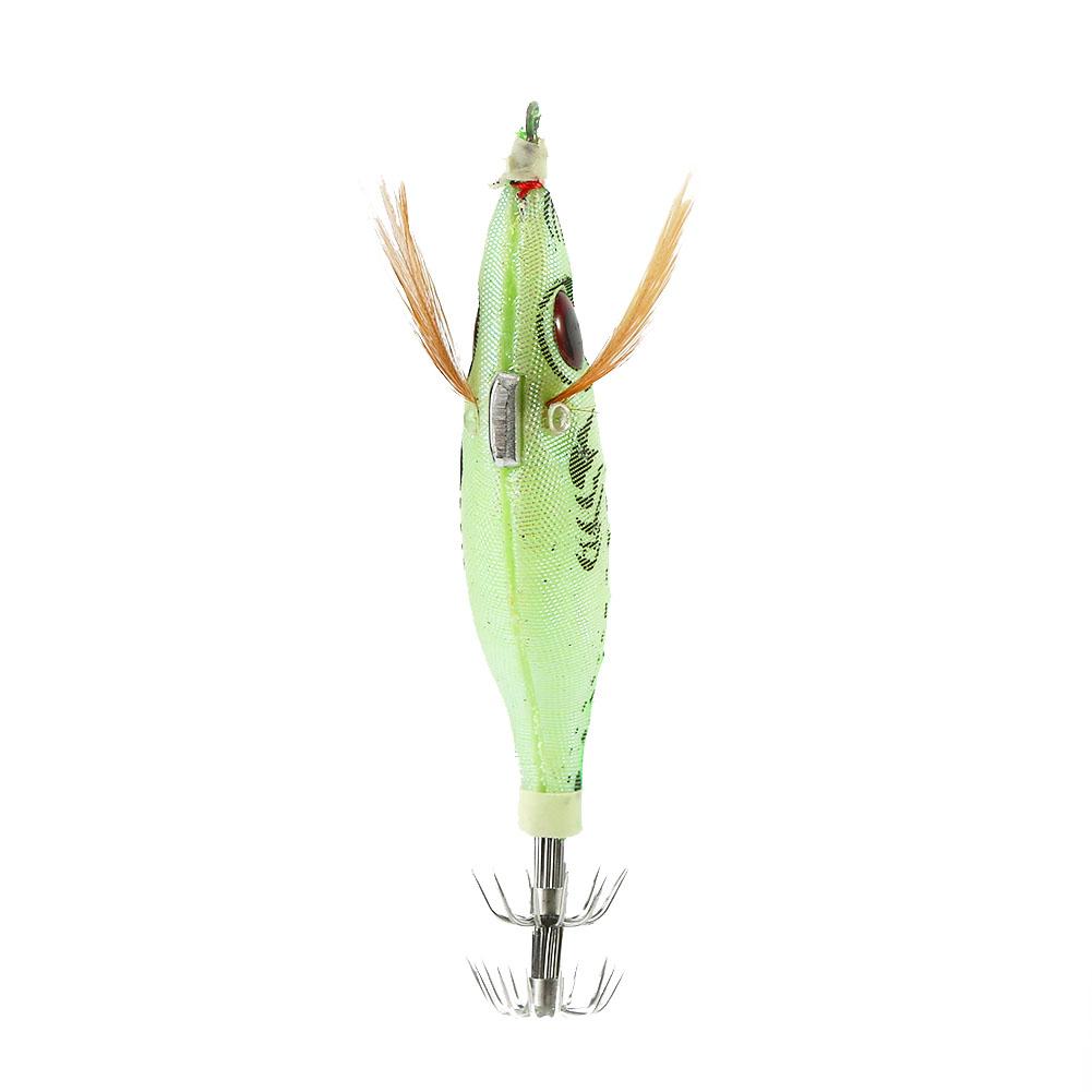 Luminous Glow In Dark Night Artificial Squid Jig Lifelike Fishing Bait Hook Fishhook Lure Green