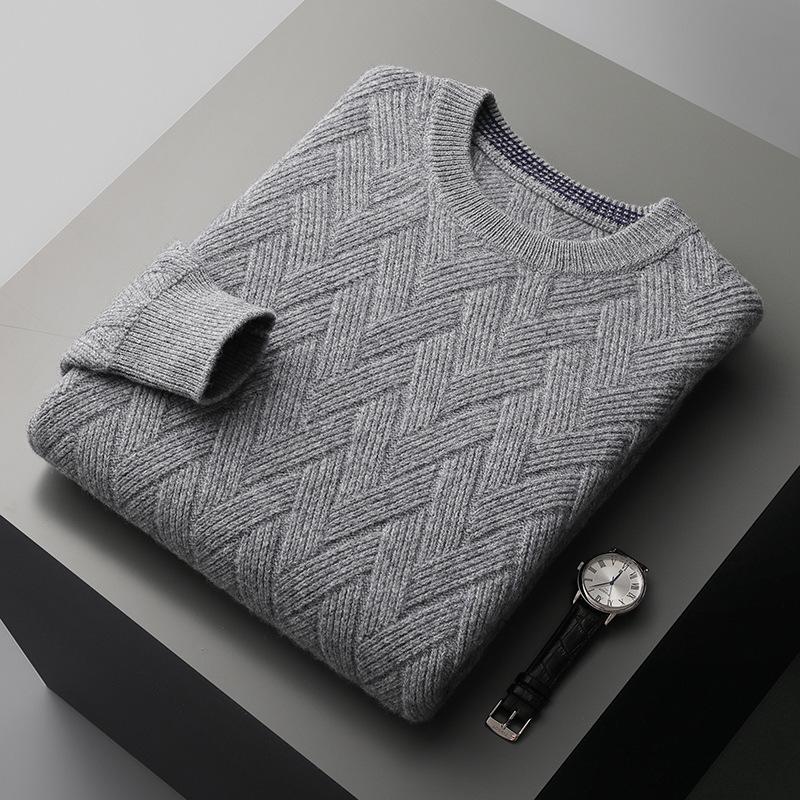 Men's 2023 Autumn/Winter Loose Wool Knit Cashmere Sweater - Thick, Warm, Casual Base Layer Sweater