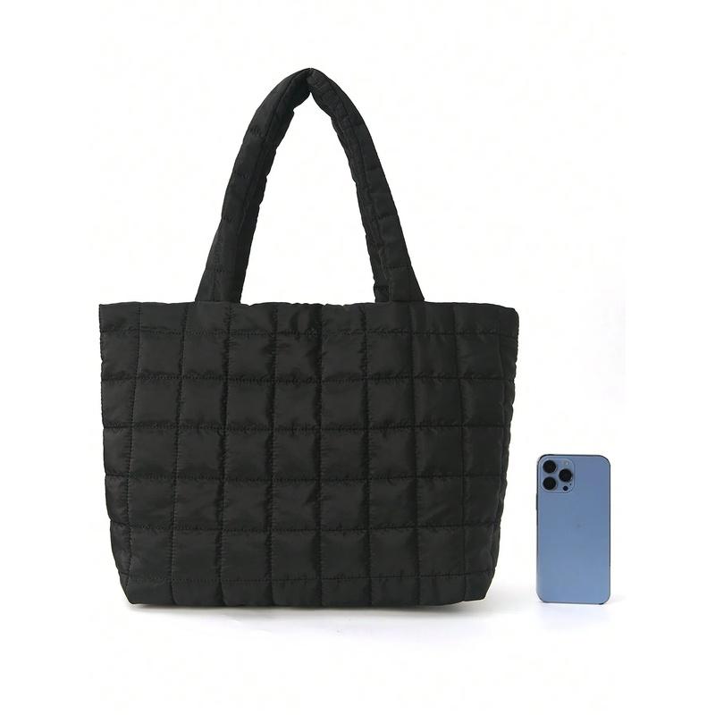 1 Pc Minimalist Quilted Puffy Tote Bag, Large Capacity Crossbody Bag, Trendy Padded Shoulder Bag For Women For Daily Commute