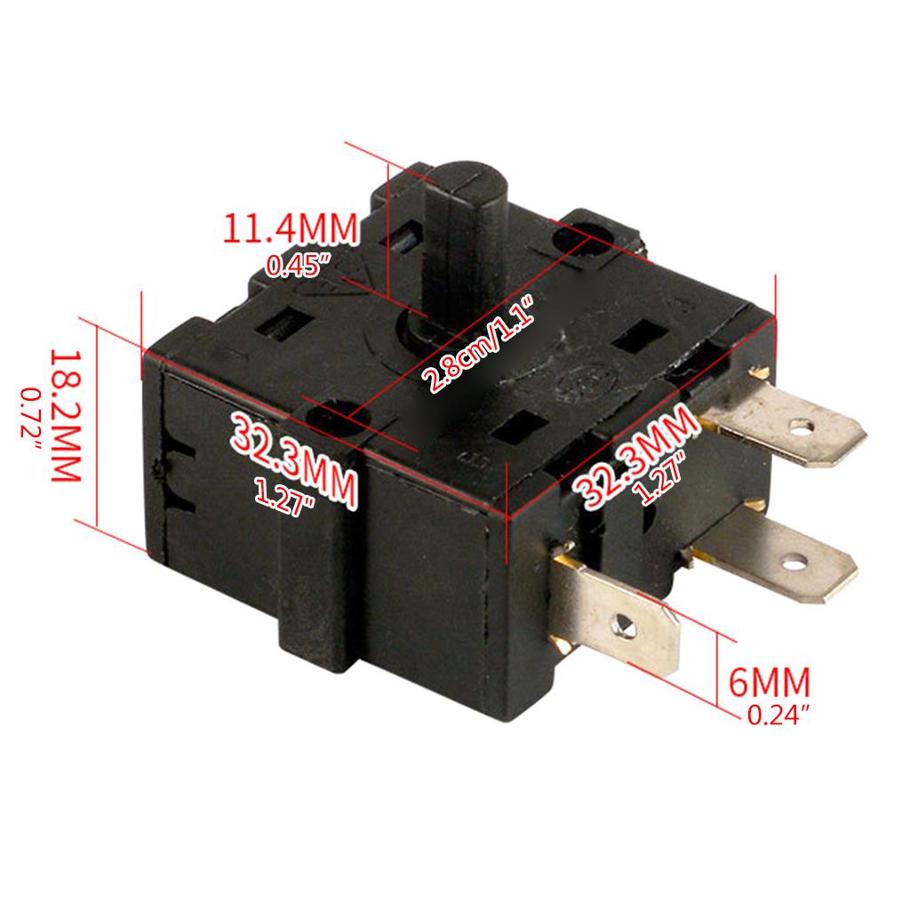 AC 250V 16A Electric Room Heater 2 Gears 3 Pin 3 Gears 5 Pin Rotary Switch Selector Heater Switch for Electric Heater