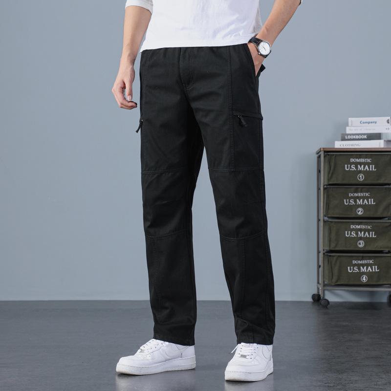 Men's Plus Size Loose Fit Elastic Waist Workwear Pants for Autumn and Winter.