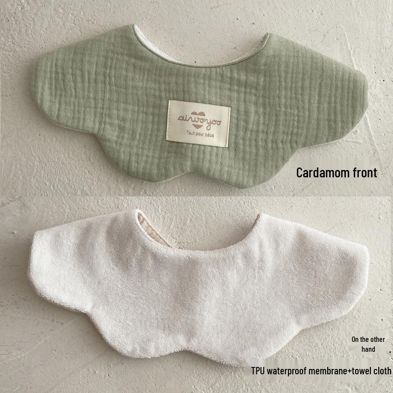 Pure Cotton Korean-Style Baby Drool Bib - Lightweight, Absorbent, Anti-Spit Up, Petal Design