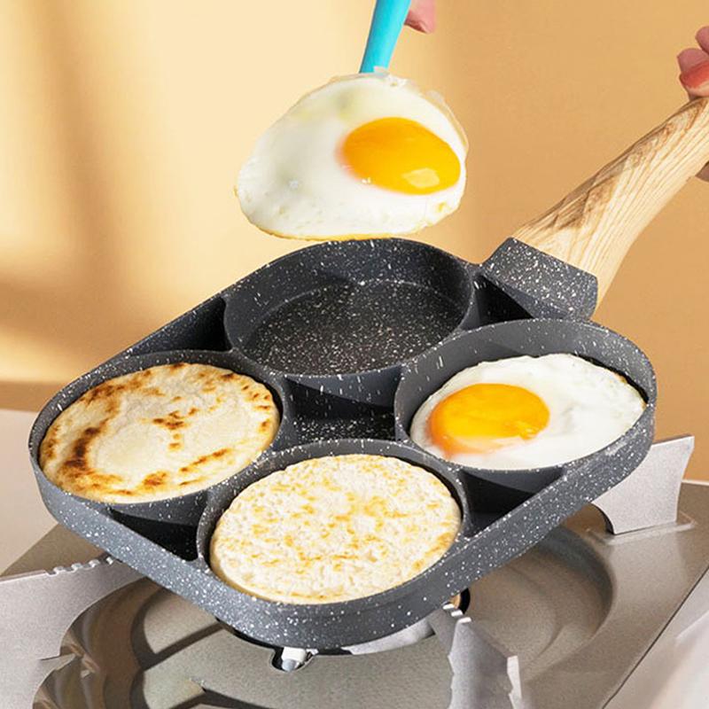 Nonstick Frying Pan With 3 Or 4 Compartments For Frying Eggs, Bacon, Meat, Chicken, Multipurpose Snacks Outdoor Tableware