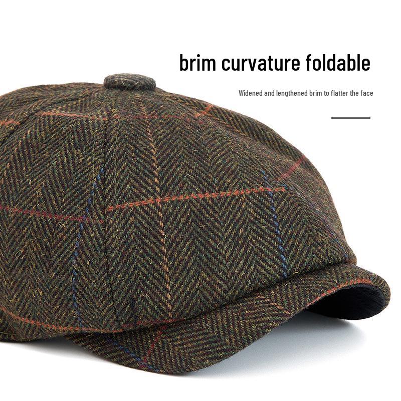 Men's Retro Octagonal Wool Felt Beret - Warm Autumn/Winter Painter-style Flat Newsboy Cap