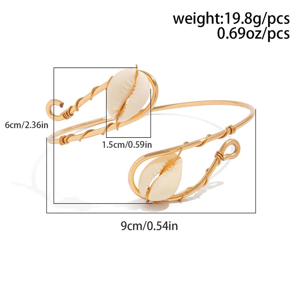 Ingemark 2025 New Creative Conch Open Bangles for Women Vintage Elegant Adjustable Spiral Arm Bracelets Summer Charm Jewelry