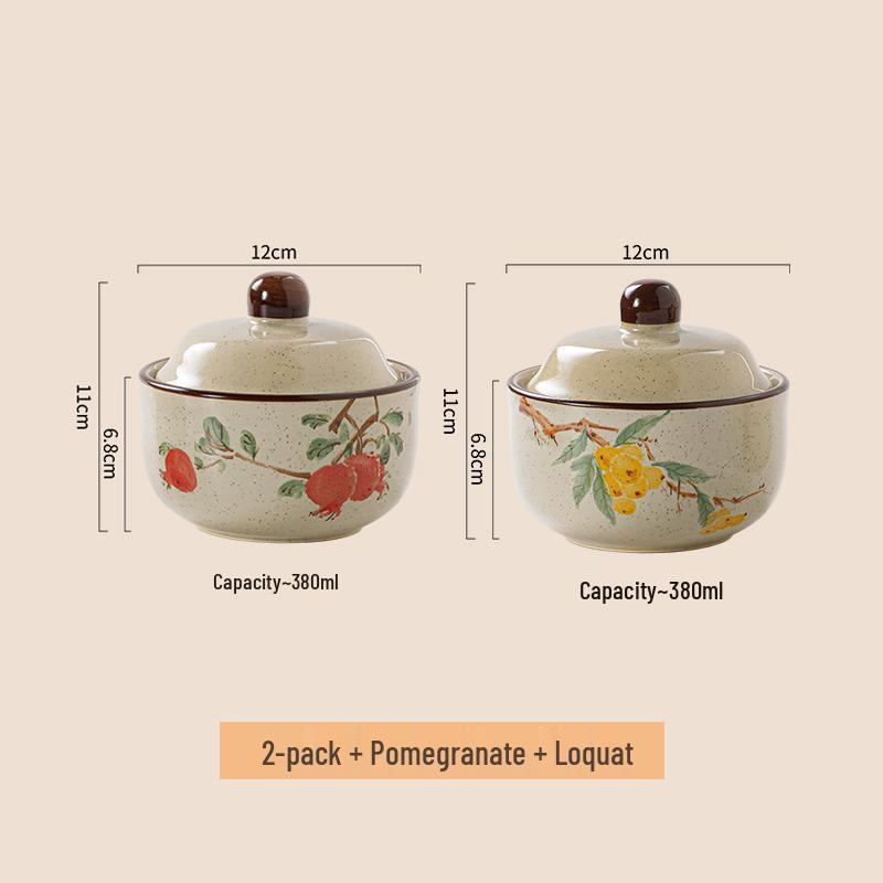 Chinese Retro Ceramic Single-Serve Stew and Soup Pot with Lid