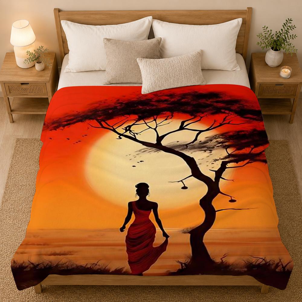 Abstract Painting African Living Throw 240g Flannel Blanket, Suitable for Sofas, Beds, Offices,  Exquisite Gift Blankets