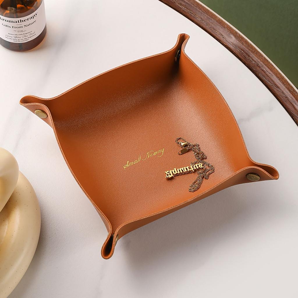 Kožený úložný zásobník v severském stylu Stolní organizér na šperky na klíče Kosmetická úložná krabička Skládací organizér Domácí dekorace