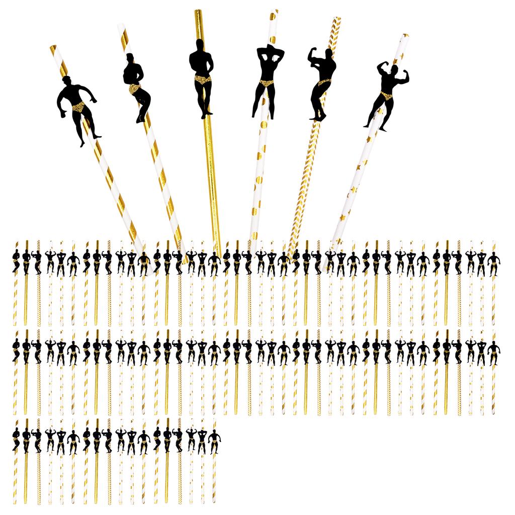 108 Pcs Paper Straws Funny Male Dancer Drinking Straw Bachelorette Disposable Straws for Birthday Reunion Bachelor Party and Bar