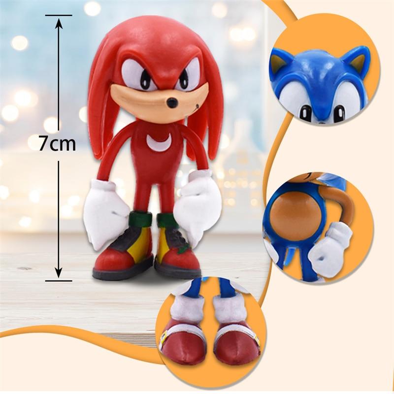 AjieQaQ Sonic the Hedgehog Figurine Set, 6-Piece Multicolor Anime Character Model, 7cm Collectible Display