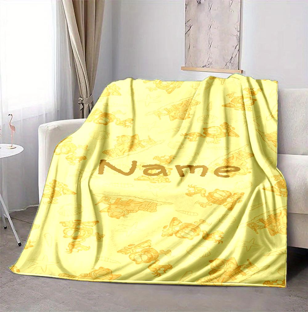 Custom Name Garfield Dreams Flannel Blanket Throw Blanket Soft Warm Sofa Bed Decor Unique Gift