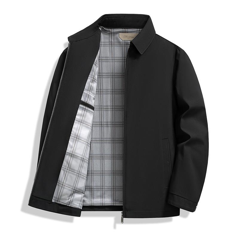Men's Classic Spring/Autumn Lapel Jacket — Business Casual Dad Style for Young & Middle-Aged Men