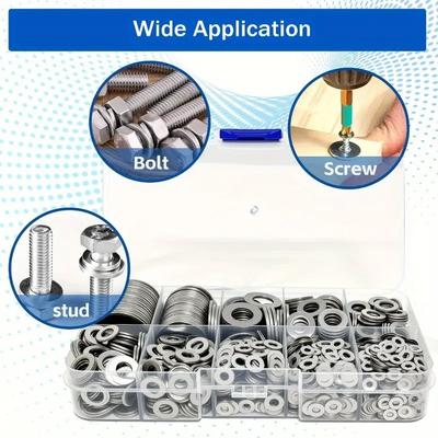 Seturi de șaibe plate 100/200/400/600 buc. - Material durabil Șaibe de etanșare O-ring cu cutie de depozitare