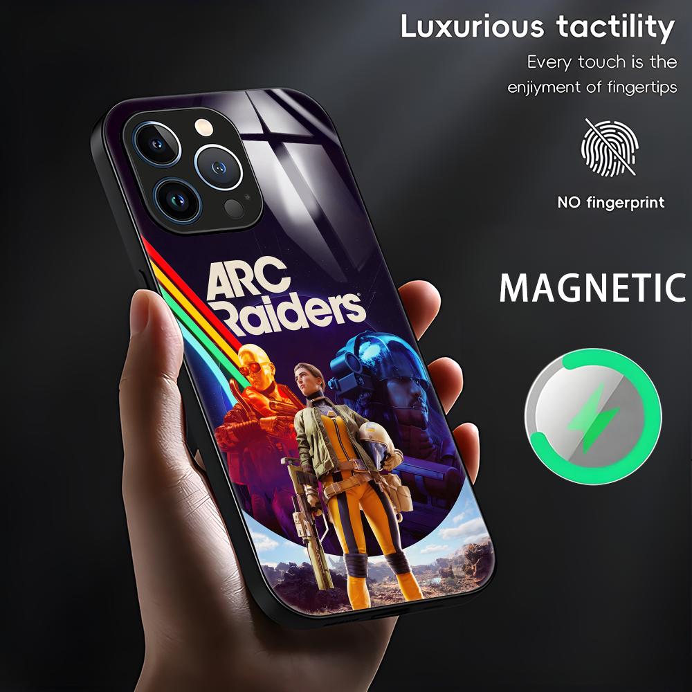 GAME ARC Raiders Handyhülle für iPhone 17, 16, 15, 14, 13, 12, 11, X, XR, XS Plus, Mini, Pro Max – Magnetische Glashülle