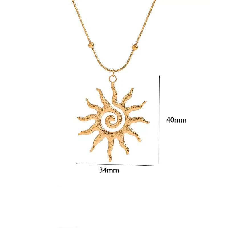 Aanslagbestendig Bohemien Sieradenset Verguld Spiraal Zon Hanger Ketting Oorbellen voor Moederdag Cadeau