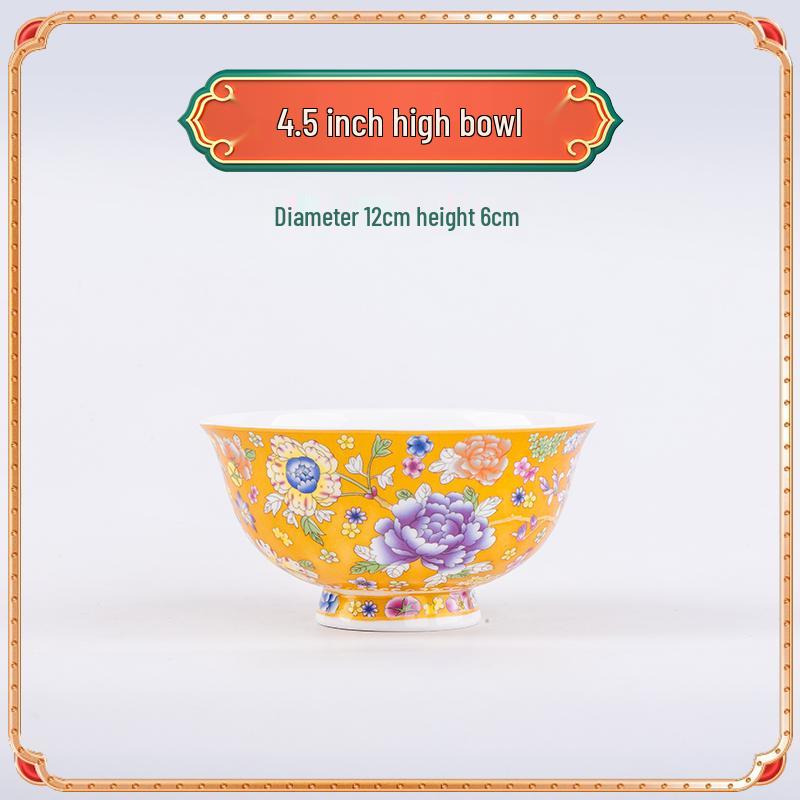 Jingdezhen Ceramic Rice Bowl: High-Foot, Enamel Color, Longevity Design