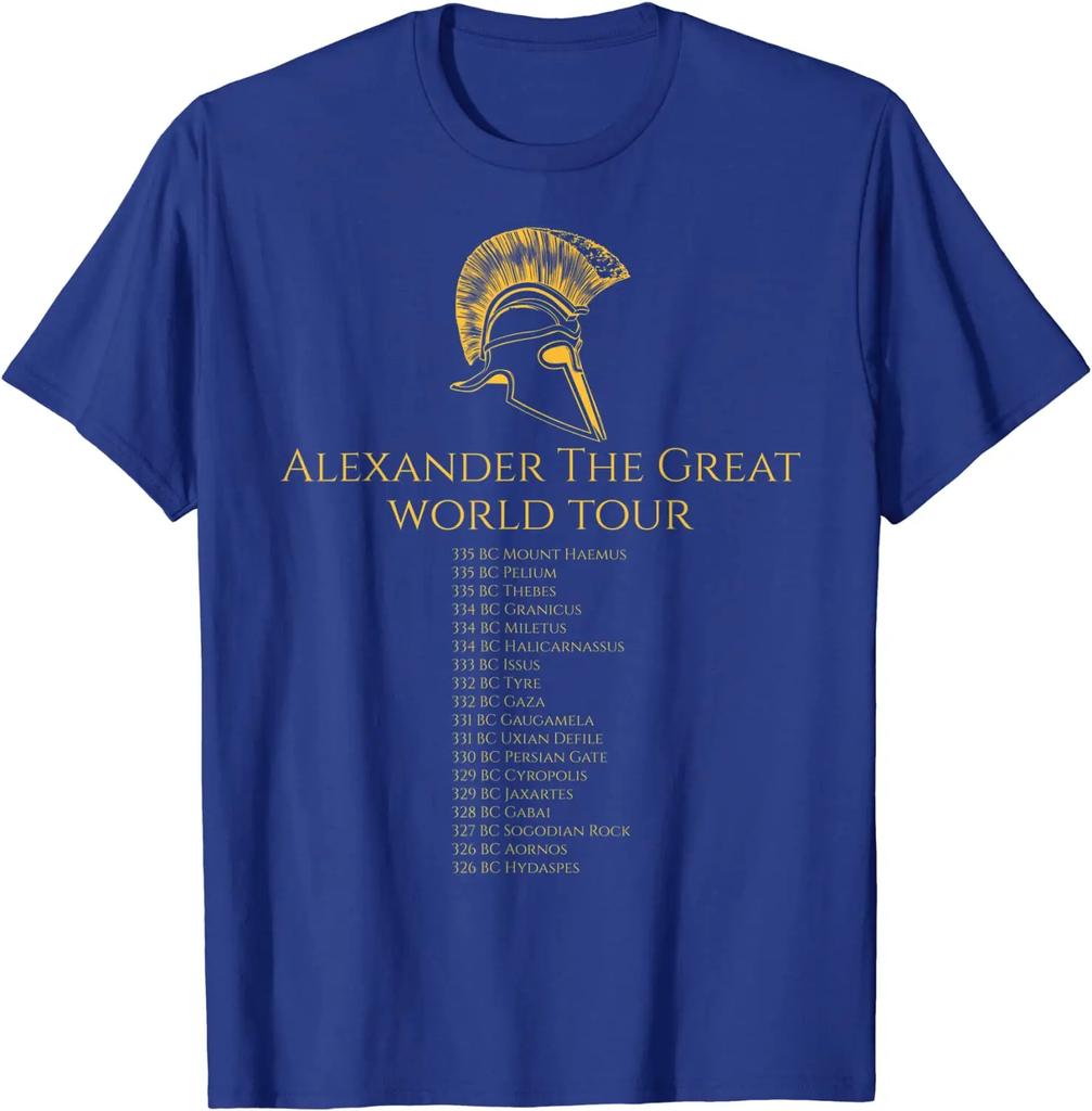 Classical Greek History Alexander The Great World Tour TShirt Short Sleeve Casual Cotton ONeck Summer Tees