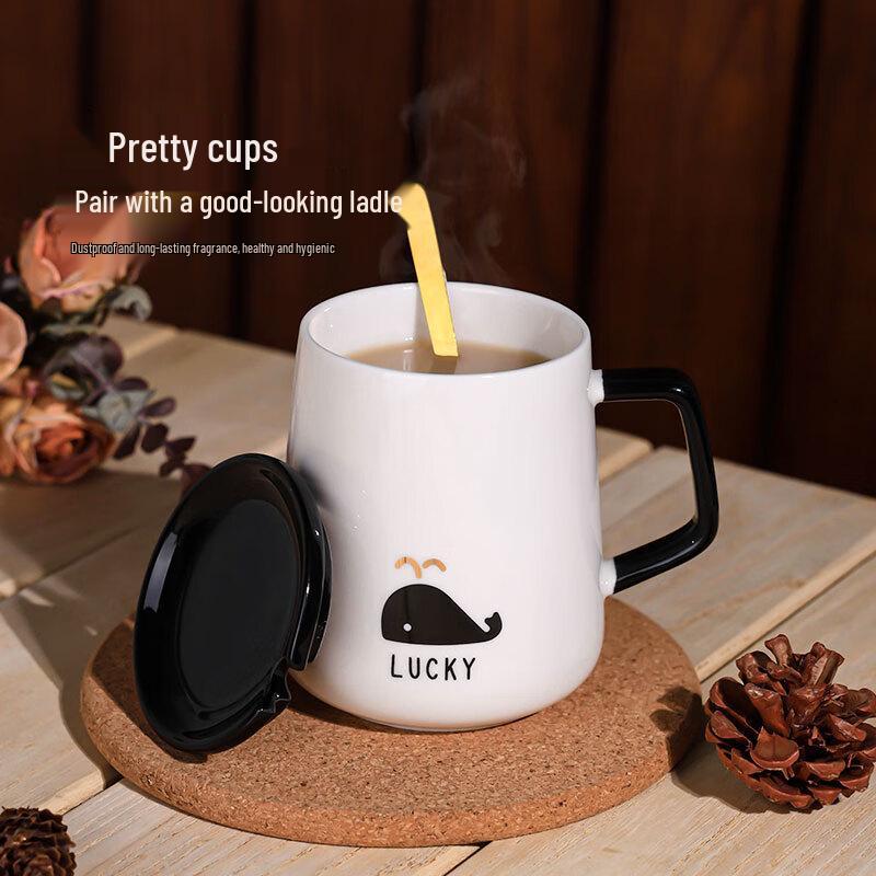 Elegante Schwan Keramiktasse mit Deckel und Löffel