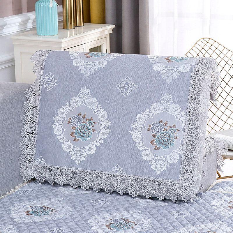 

for Match Backrest Towel Cover Cloth Pastoral Armrest Towel Living Room Sofa Towel Fabric Accessible Luxury Backrest Towel Lace Rear Backrest Towel Grey Rectangular hand towel 70 wide 50cm