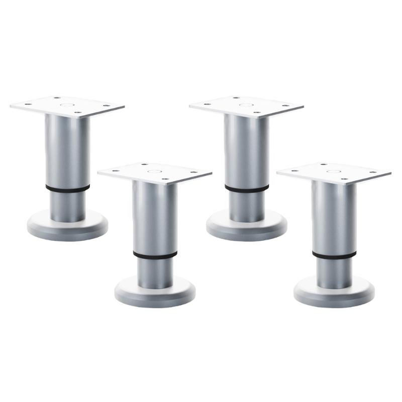 4Pcs Height Adjustable Furniture Legs Metal Round Cabinet Feet Replacement Support Legs for Drawer Dresser Table Couch