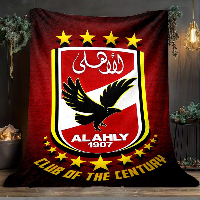 1PC Al Ahly FC Printed Soft Flannel Blanket Throw for Adult Bedroom Living Room Sofa Camping Travel Fan gifts Christmas Gifts
