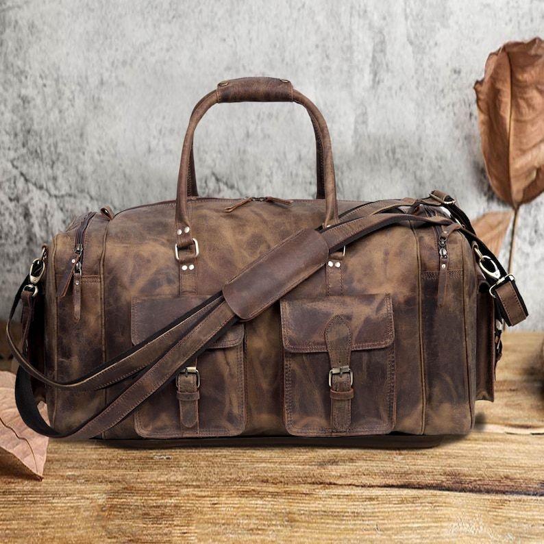 Leather Duffle Bag Handmade Leather Weekender Gym Bag Travel Bag Overnight Bag, Men Vacation Duffel Bag Leather Holdall Bag Gift for him