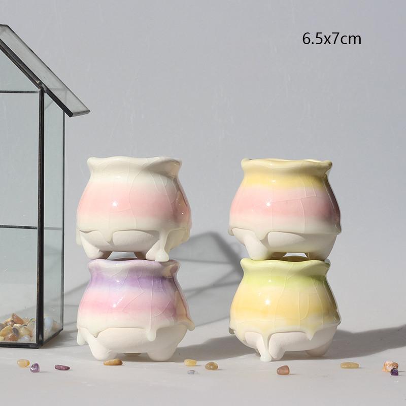 Nordic Style Flow Glaze Ceramic Flowerpot Succulent Cactus Plants Small Bonsai PotMini  Plant Pots Home Garden Decor