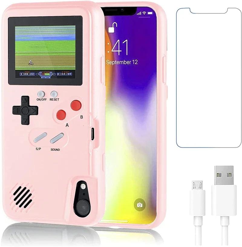 

Чохол для телефону 2 в 1 Gameboy 36 Games для IPhone 13 14 15 16 Pro Max 12 Mini 11 XR X XS 8 7 Plus 15Pro Game Boy Протиударний чохол For iPhone 15 Plus рожевий
