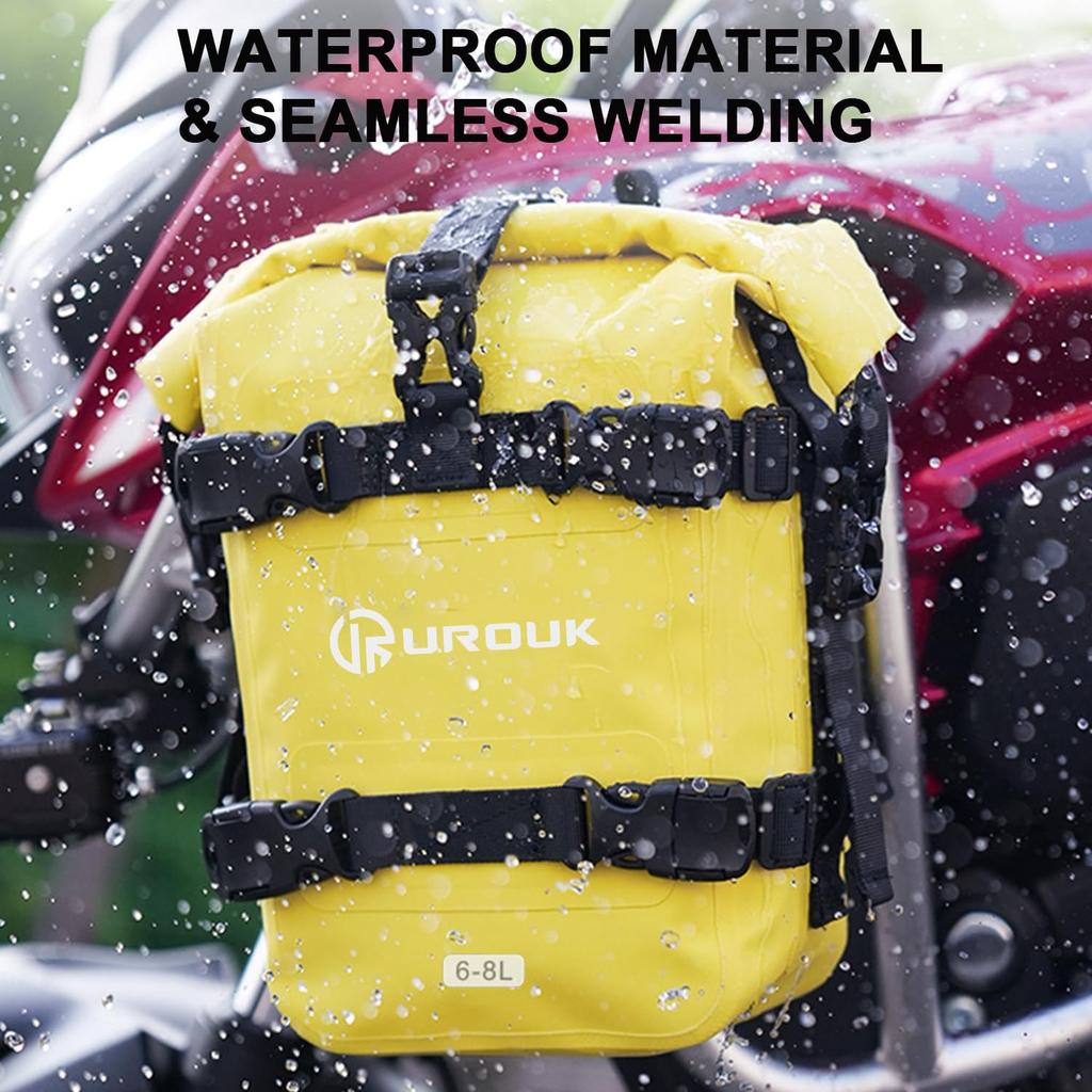 UROUK Waterproof Motorcycle Bumper Bag with Shoulder Motor Crash Bar Bag Essential Riding Gear for Motorcycles 6-8L Strap, -