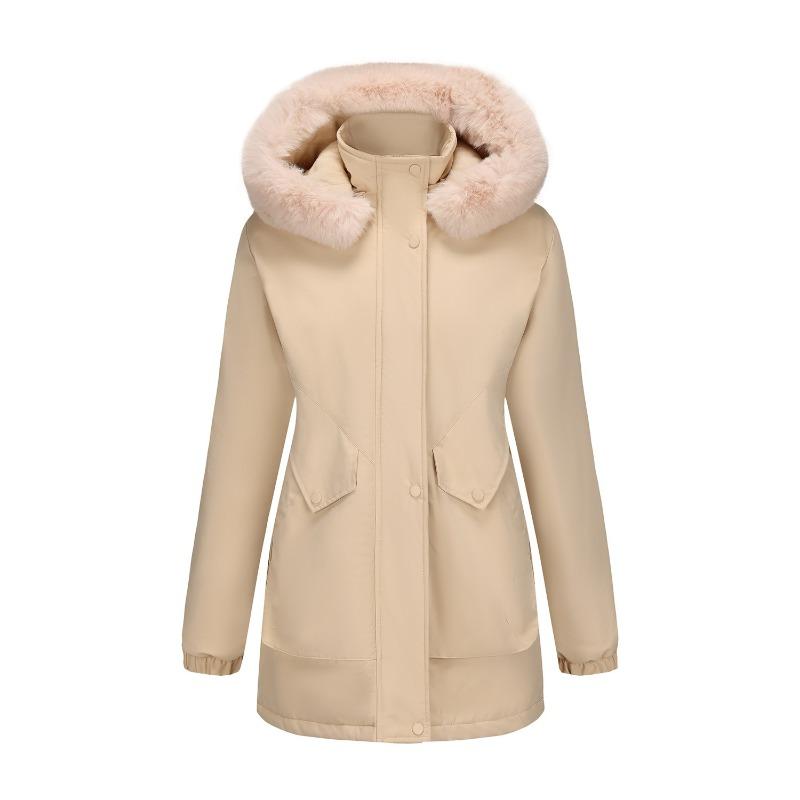 Winter Coat Women 2025 Long Plush Fur Collar Fleece Lined Parka Jacket Korean Style