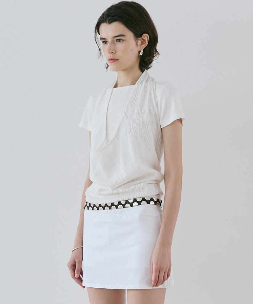 Baillie Textured Cowl Halter Neck (White)