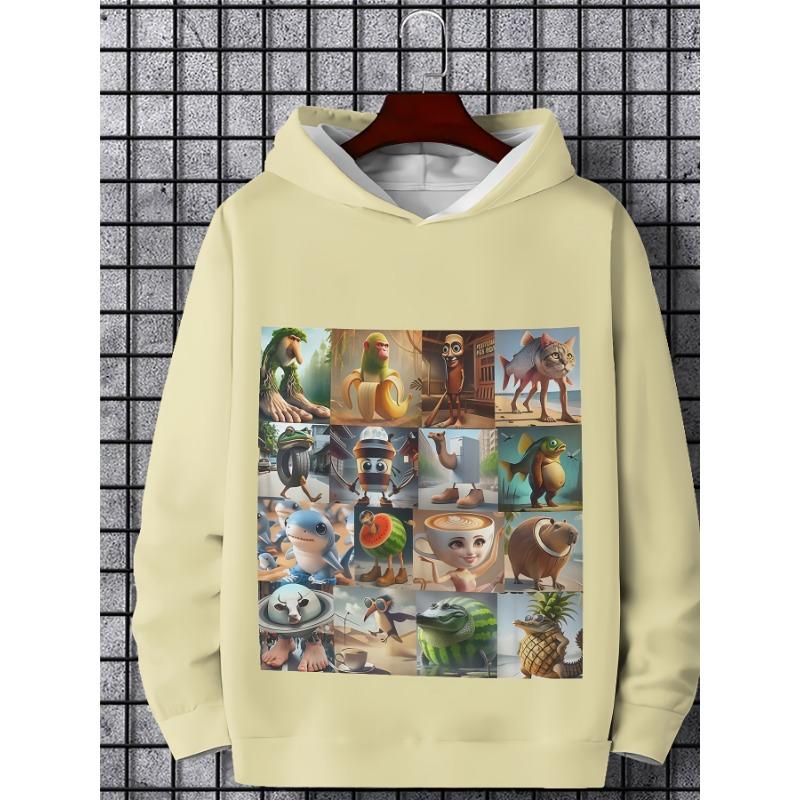 Boys Clothes Italian Brainrot Pullover Hoodies Autumn Fashion Outdoor Long Sleeve Thin Hooded Sweatshirt Perfect Gift for Kids