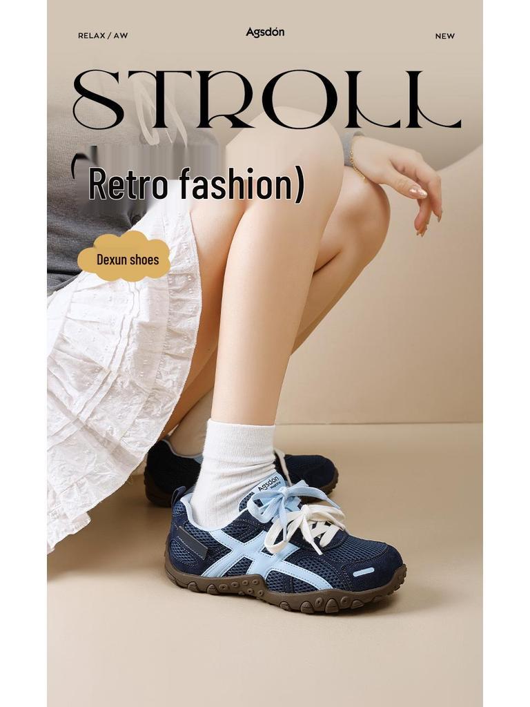 Augusdeng Damen Retro Blau Dicksohlige Weiche Trainingsschuhe 2025 - Herbst/Winter Kollektion.