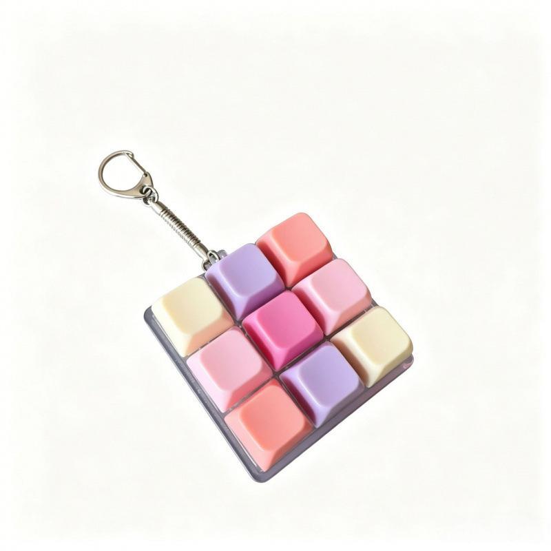 Cute Pastel Keyboard Fidget Keychain Clickable Buttons Fun Stress Relief Toy Ideal Holiday Gift for Kids Adults Office Staff
