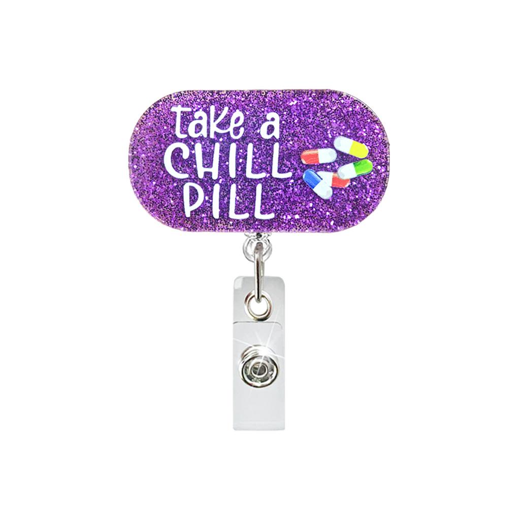 Glitter Acrylic Id Holder Vibrant Retractable Badge Reel Alligator Clip Badge Holder Inspirational Nurse Badge Reel For Nurse
