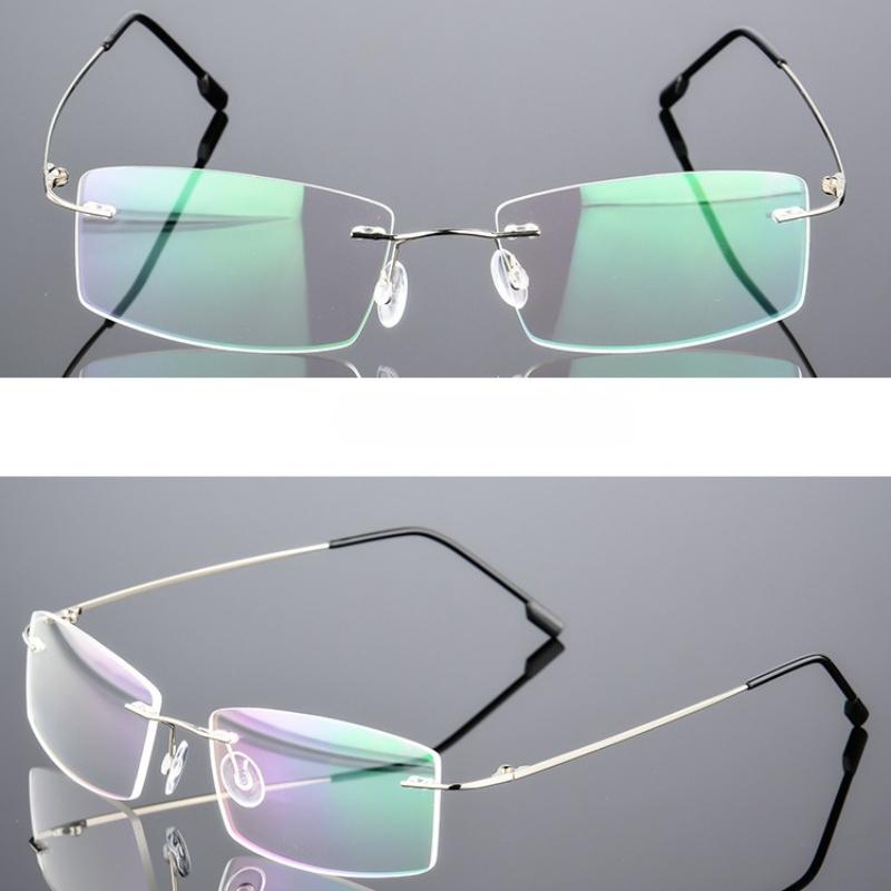 Ultralight Frameless Eyeglasses Titanium Alloy TR90 Glasses Frame Men High Quality Super Stretch Metal Temple Eyeglasses Frame