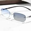 Diamond Trimmed Frameless Photochromic Reading Glasses Fashionable Business Men Glassess Anti Blue Light Presbyopia Glasses