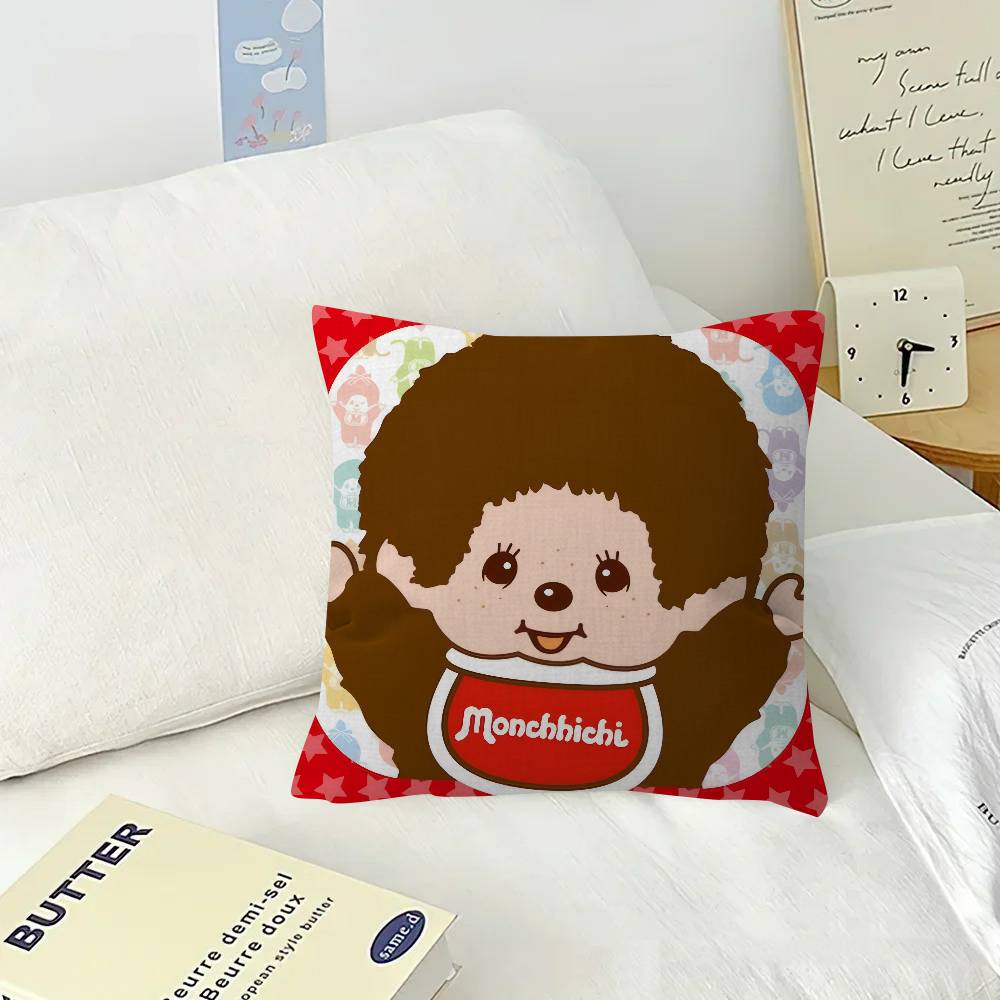 Cute MMonchhichi Pillowcase toon Gift Cushion Cover Bedroom Home Sofa Chair Seat Decor pillow case