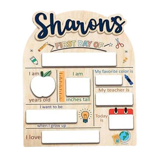 First Day of School Sign Wooden Education Milestone Sign Keepsake Dry Erase Board Back To School Gifts for Kids