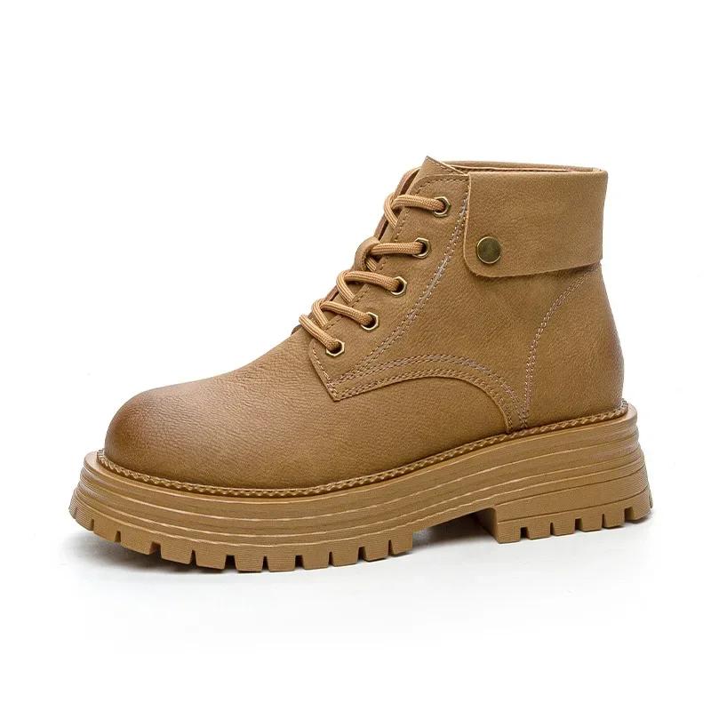 Fashion Fashion Casual Leather Platform Ankle Boots for Women Autumn Winter Soft Sole Women's Shoes Designer Motorcycle Boots Female