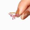 Huitan Dainty Shining Bowknot Ring Lady Engagement Accessories with Brilliant Cubic Zirconia Graceful Sweet Lady Daily Jewelry