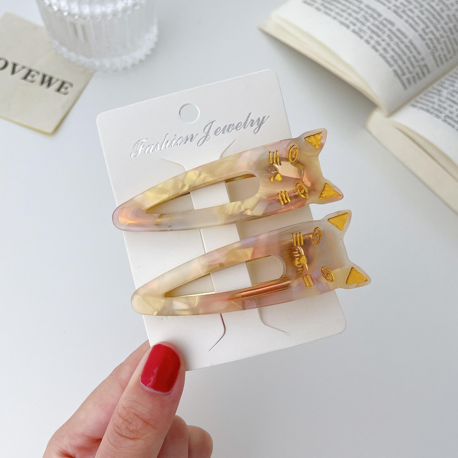 

Красиво разработанные корейские ацетатные заколки-уточки для волос, набор из двух штук для женщин, в очаровательных цветах и узорах и Colorful Purple7cm