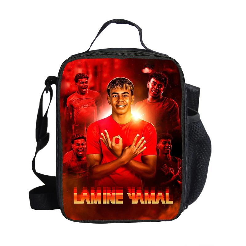 Borse Pranzo L-Lamin Yamal Sacchetti Conservazione Cibo Borsa Termica Stella del Calcio Contenitore Pranzo Isolato Borsa a Tote Anti-perdita Scatola Pranzo