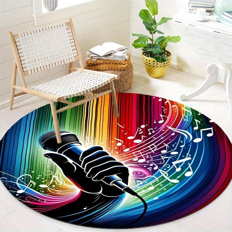 Sing Round Rug Nonslip Area Rug Office Chair Mat Carpet Perfect For Bedroom Living Room Office Easy Clean Aesthetic Home Decor