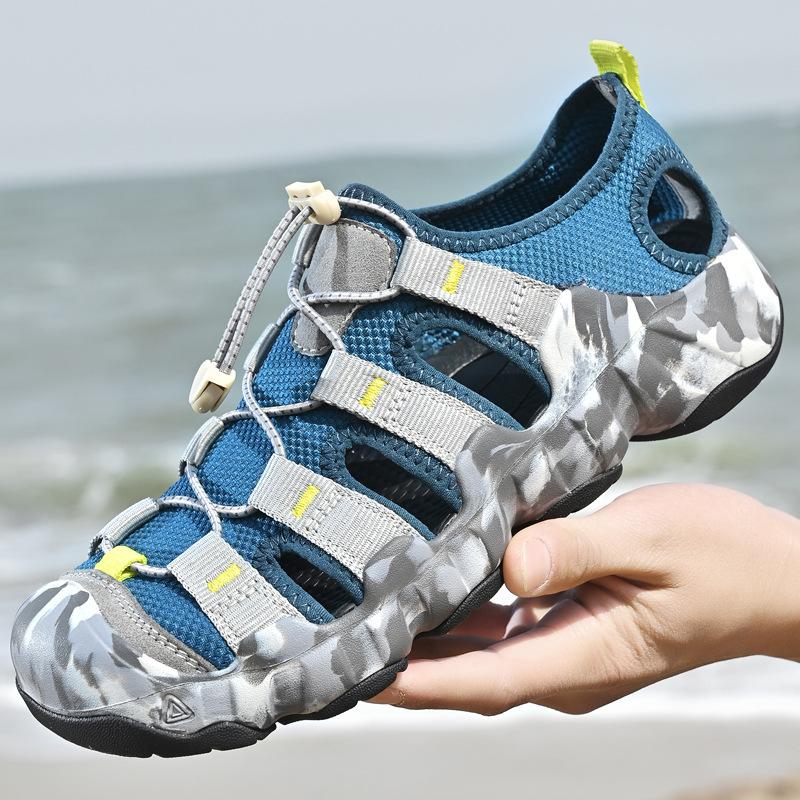 

Outdoor bag head sandals men s 2025 summer new river wading quick-drying beach shoes women s non-slip sandals couple 46 сіро блакитний колір