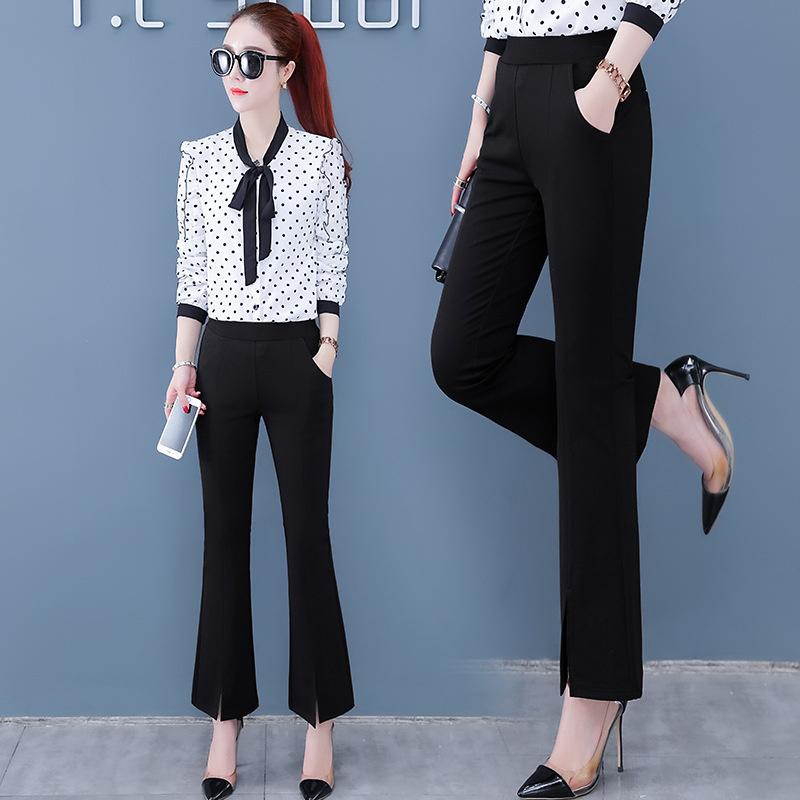 New 2026 Split Flared Pants with Drape Effect, High-waisted Plus-size Cropped Casual Pants