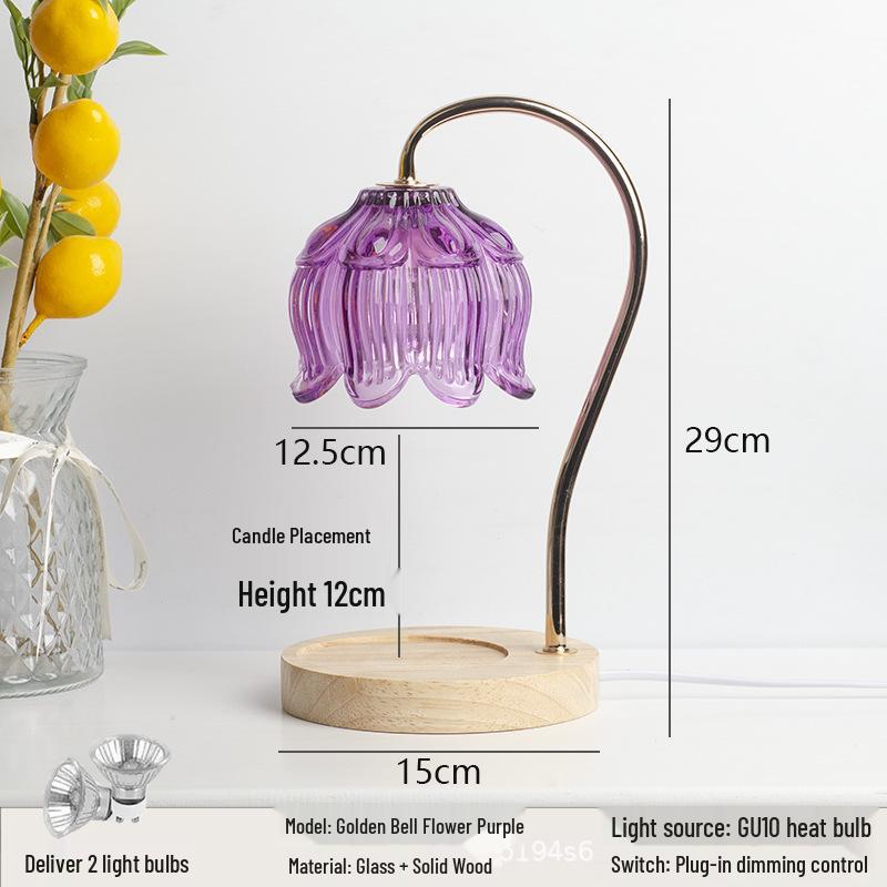 Luxury Glass Aroma Wax Melt Lamp - Fragrance Candle Light for Bedroom, Bedside Table, or Desk. Ideal Decorative Gift.