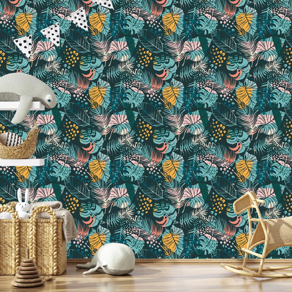 Wallpaper Fashionable colorful tropical leaves for living room and bedroom 50x1000