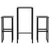 3 Piece Garden Bar Set Black Powder Coated Steel