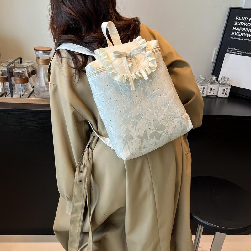 Bow Girl Backpack New Literary Small Fresh College Style Lace Small Backpack
